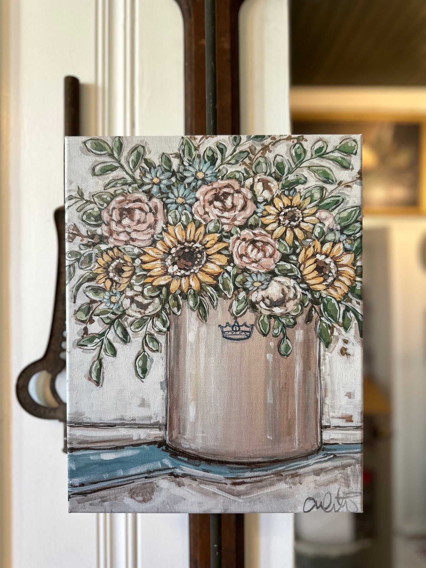 Floral Crock Canvas Print