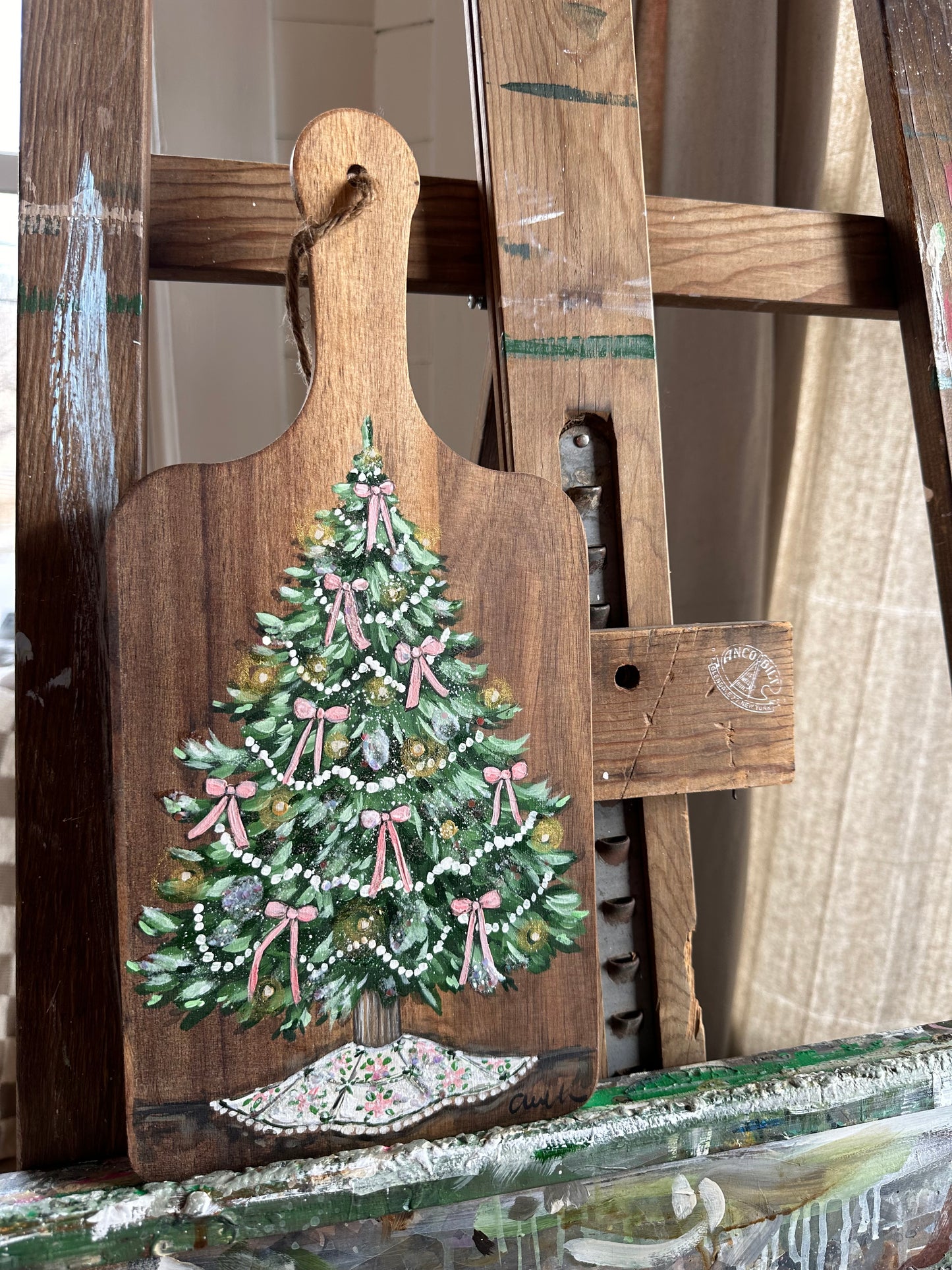 Original Pink Bow Tree on Board PRE ORDER
