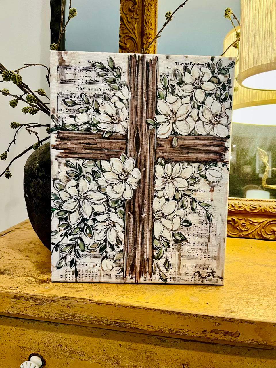 Magnolia Cross Canvas Print