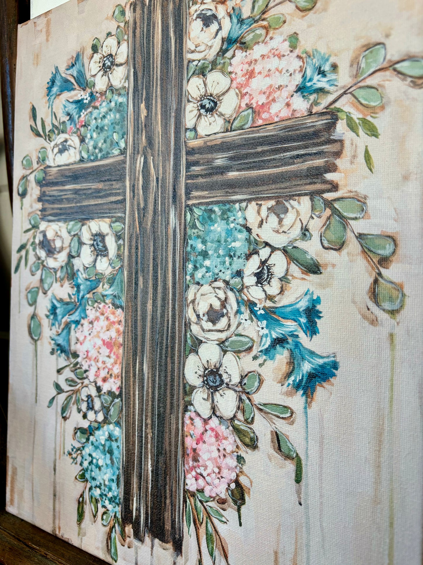 Bright Floral Cross 16x20