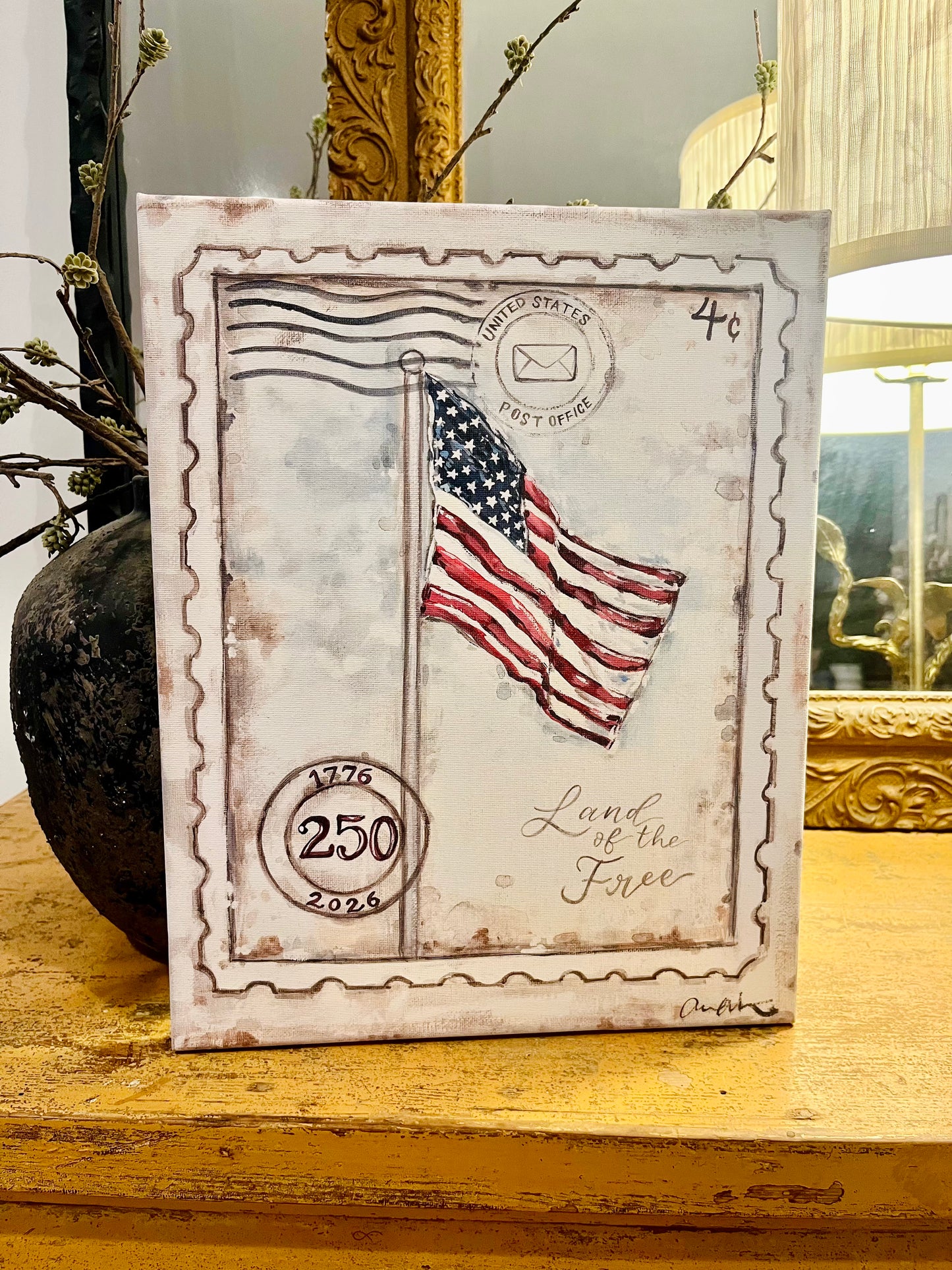 Patriotic Stamp Canvas Print