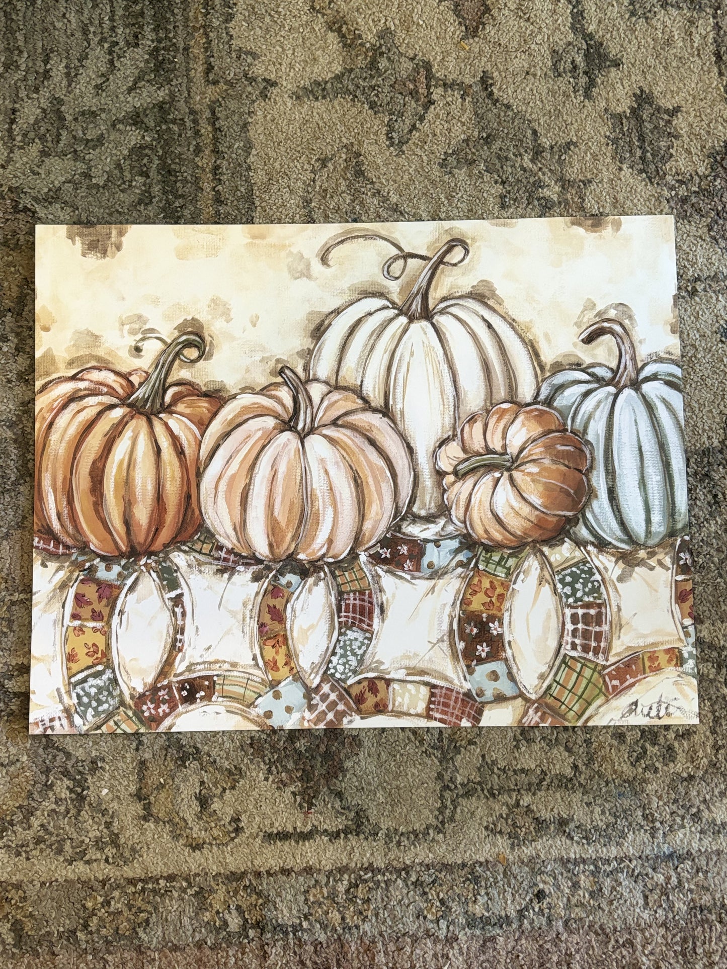 Pumpkin Picnic Paper Print 8x10