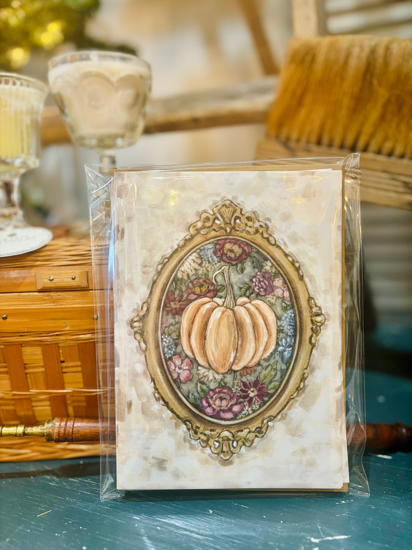 Framed Pumpkin in Tapestry Cards