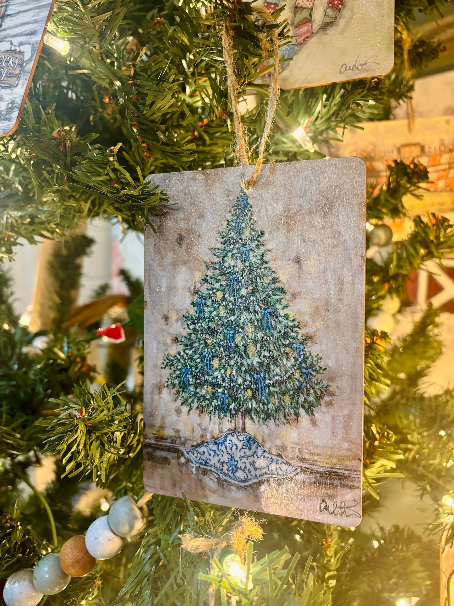 Blue Bow Tree Ornament
