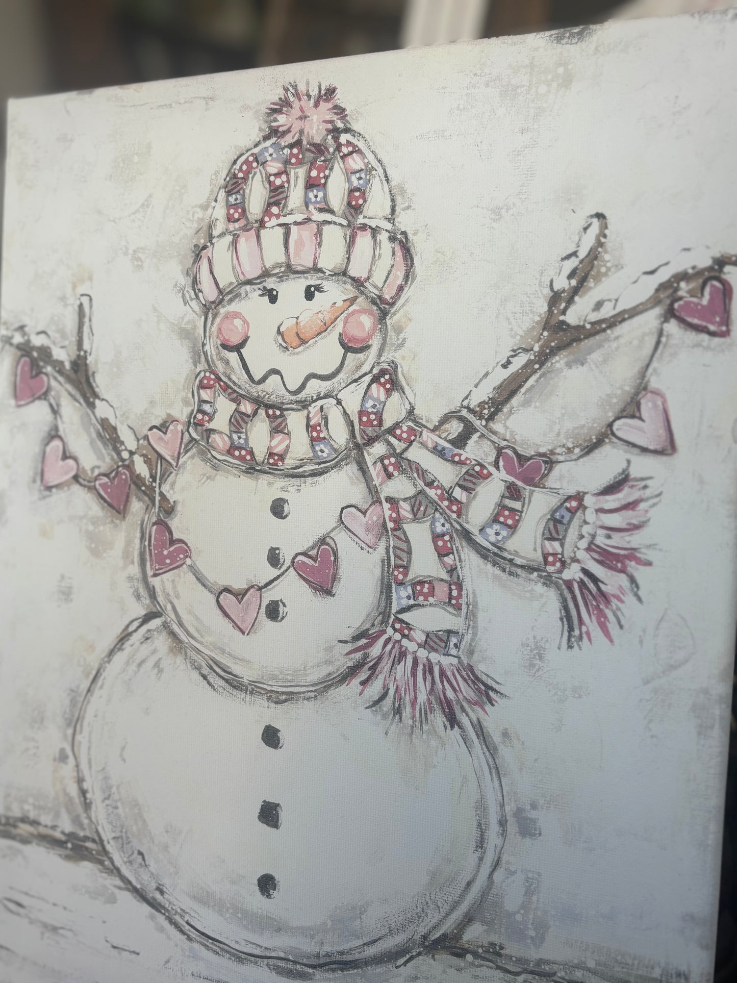 Valentines Snowman Canvas Print