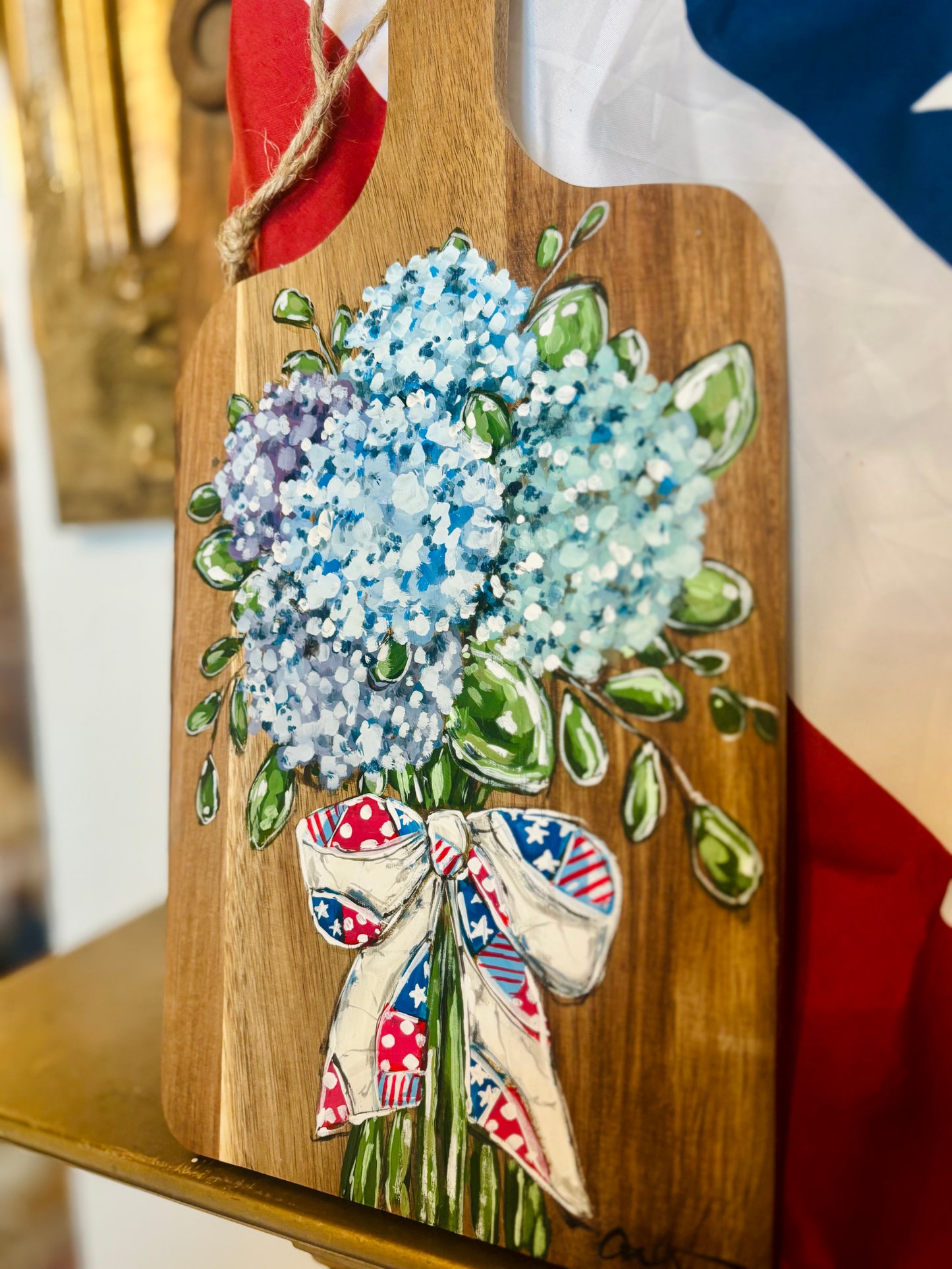 Original Patriotic Hydrangea and Quilt Bow Board