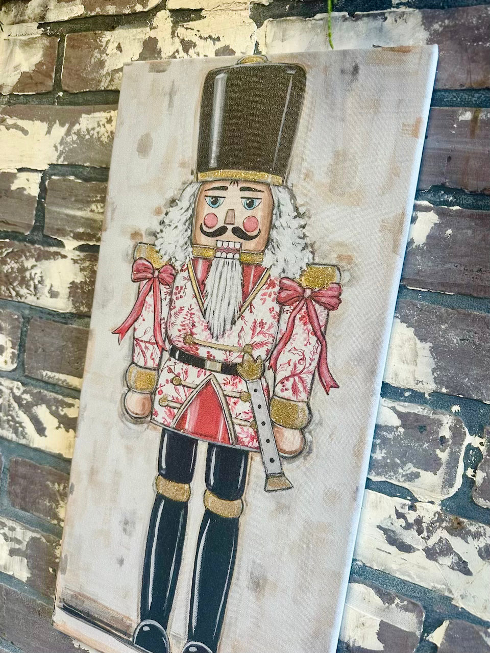 Red Toile Nutcracker 12x24