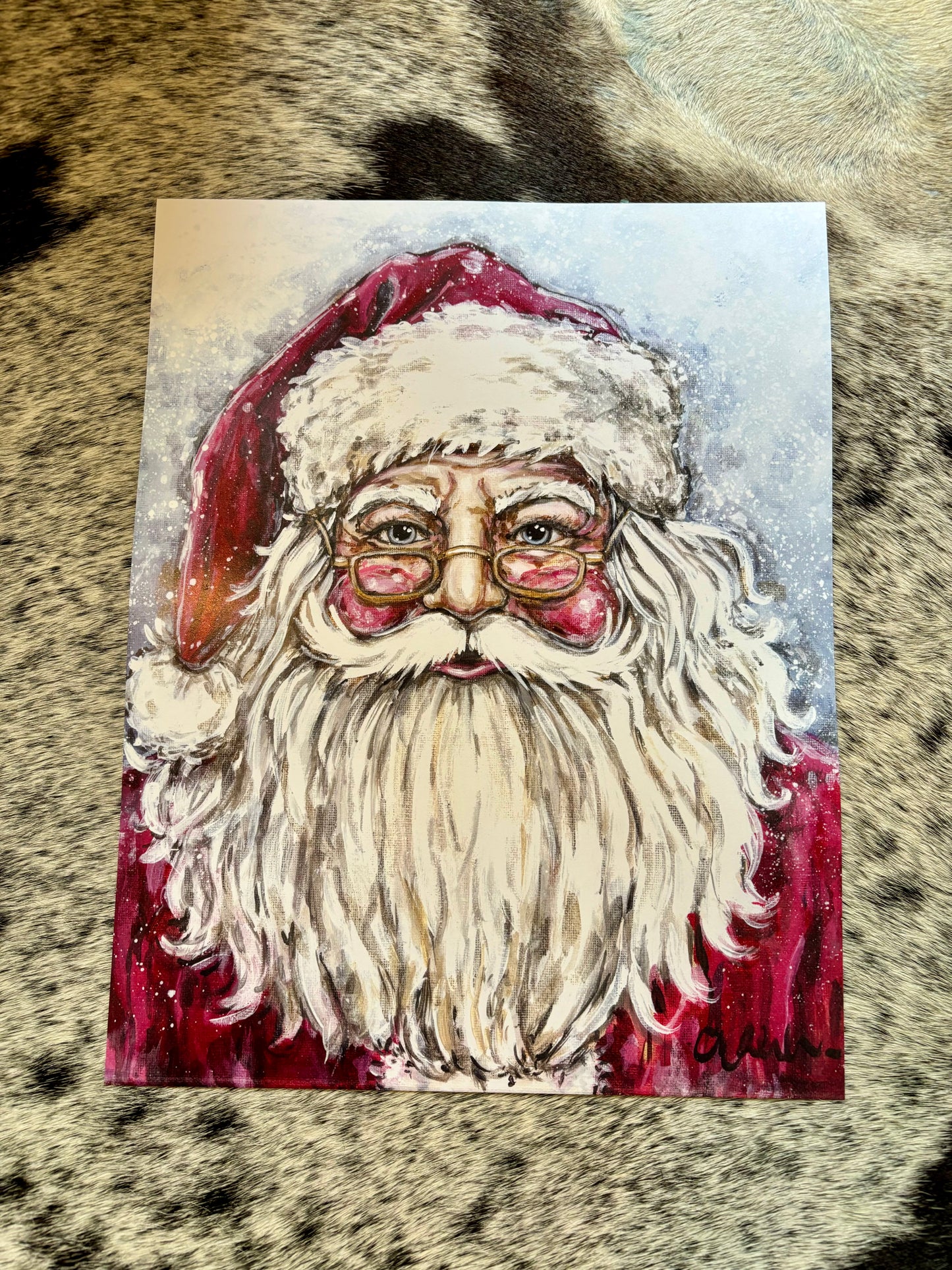 Snowy Santa Paper Print
