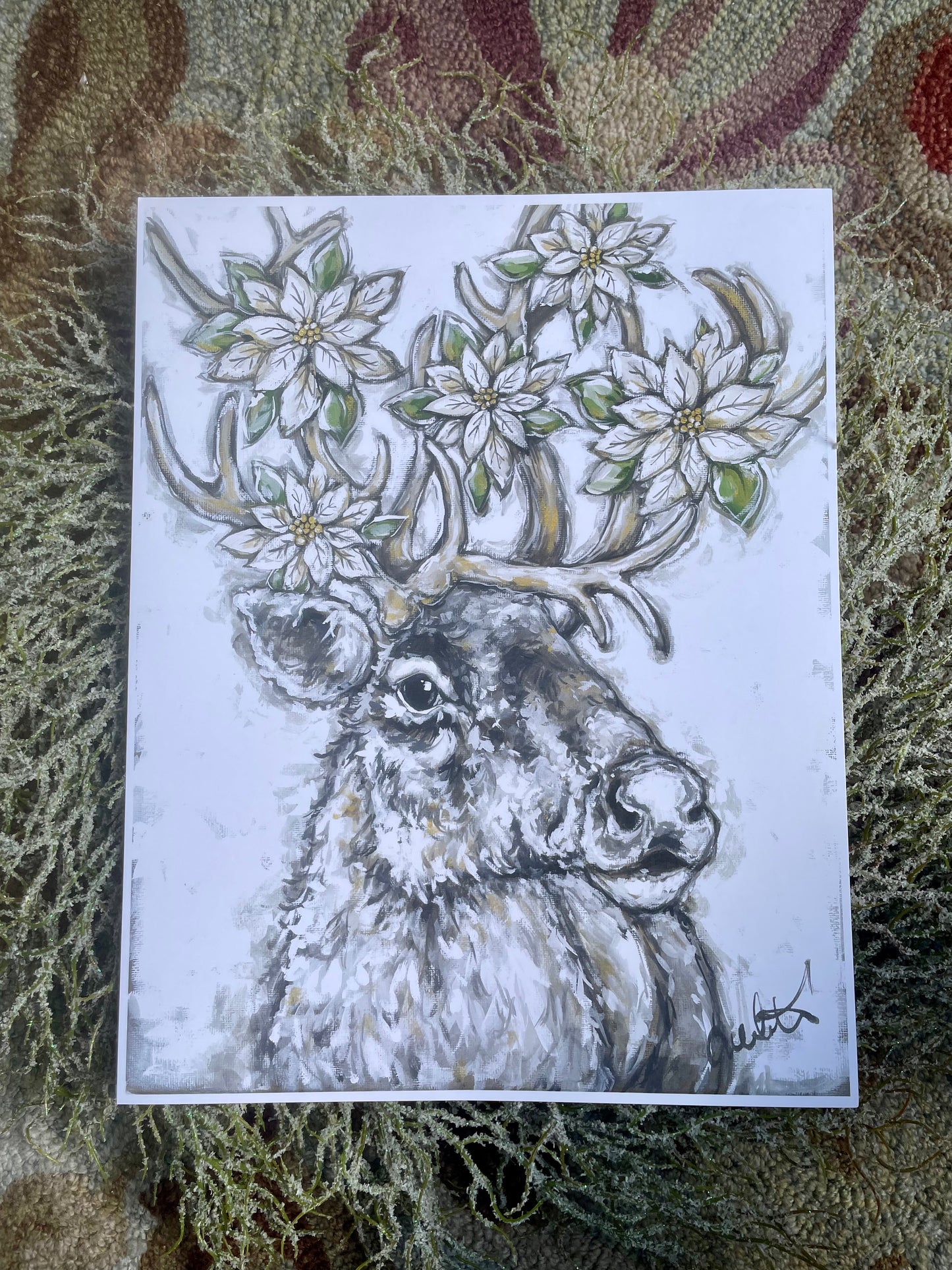 Winter Reindeer Paper Print 11x14