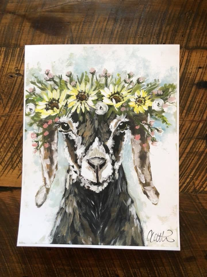 Floral Crowned Goat Paper Print