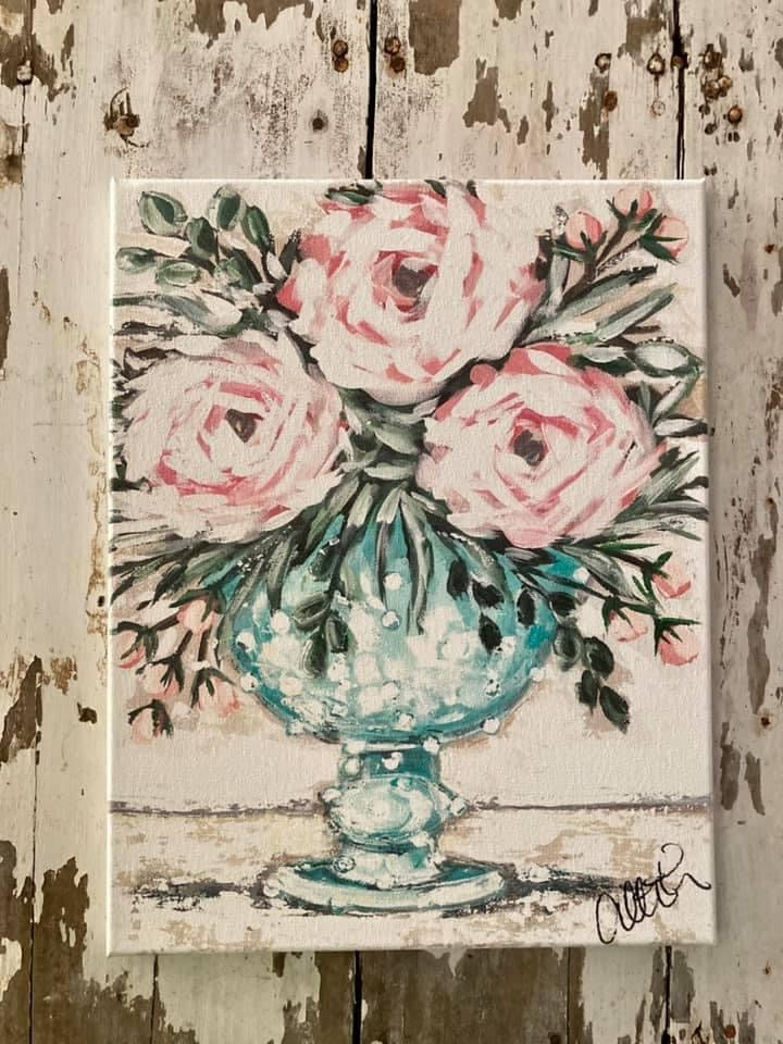 Pink on Bleu Canvas Print