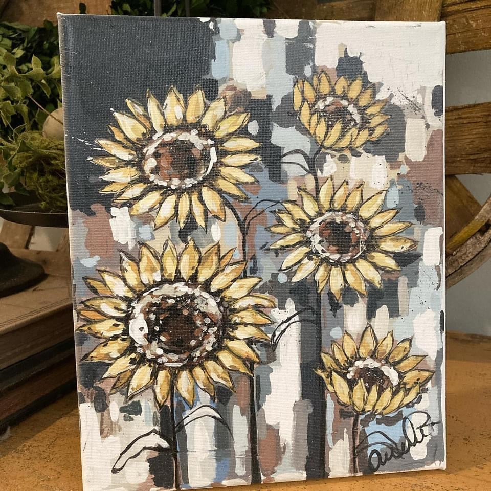 Sunflowers on Abstract Canvas Print