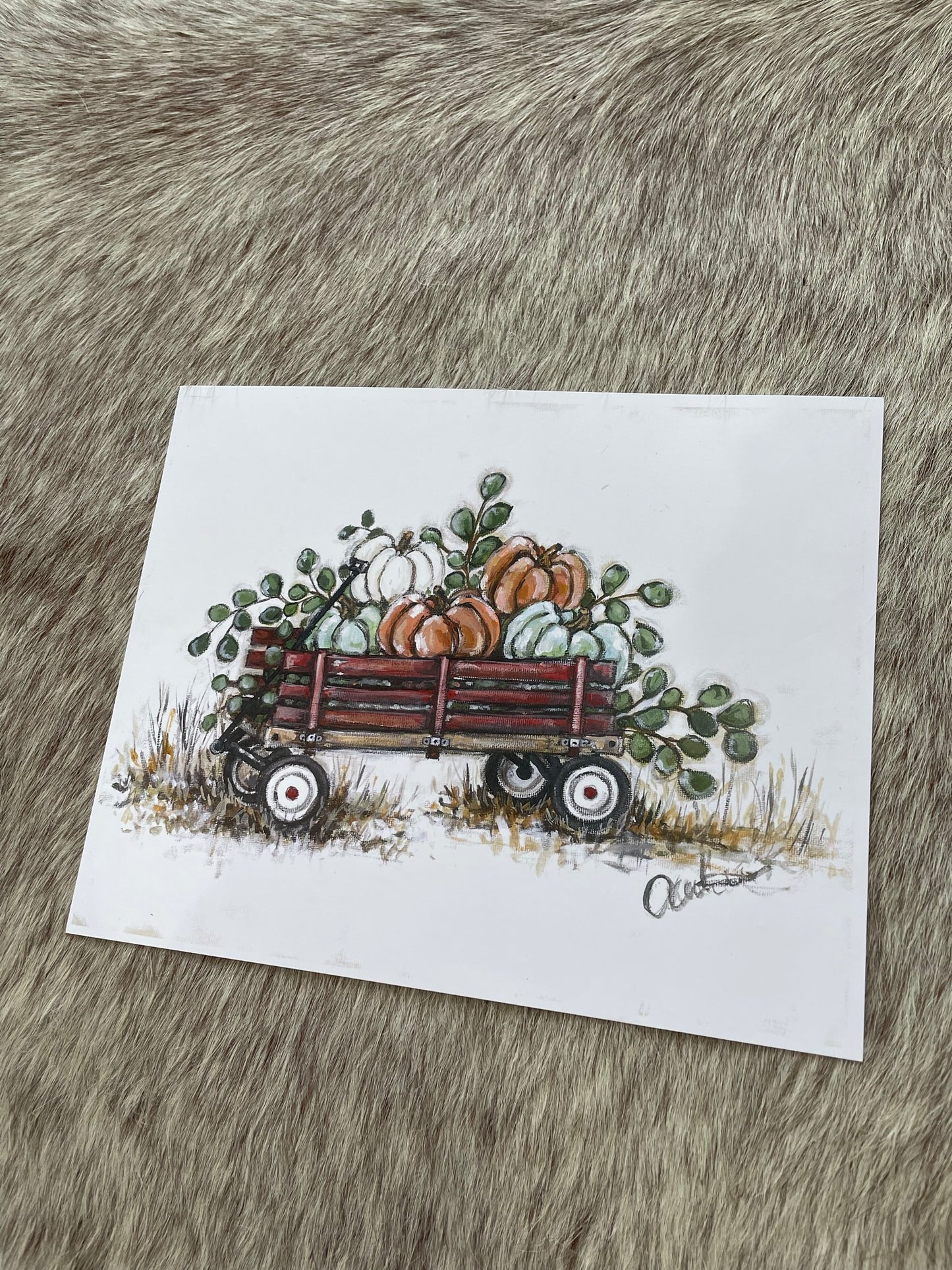 Pumpkin Wagon Paper Print