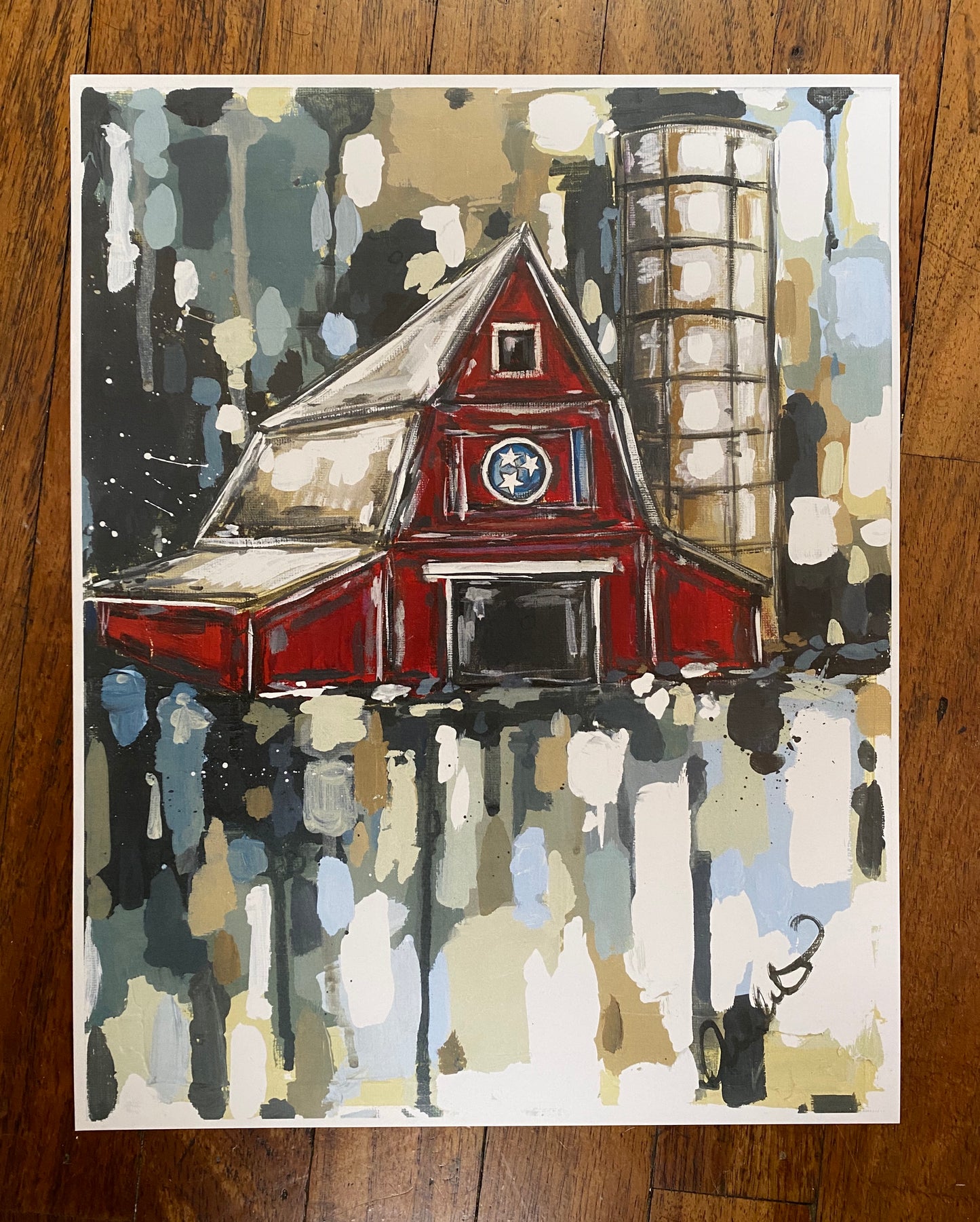 Red Tri-Star Barn Paper Print