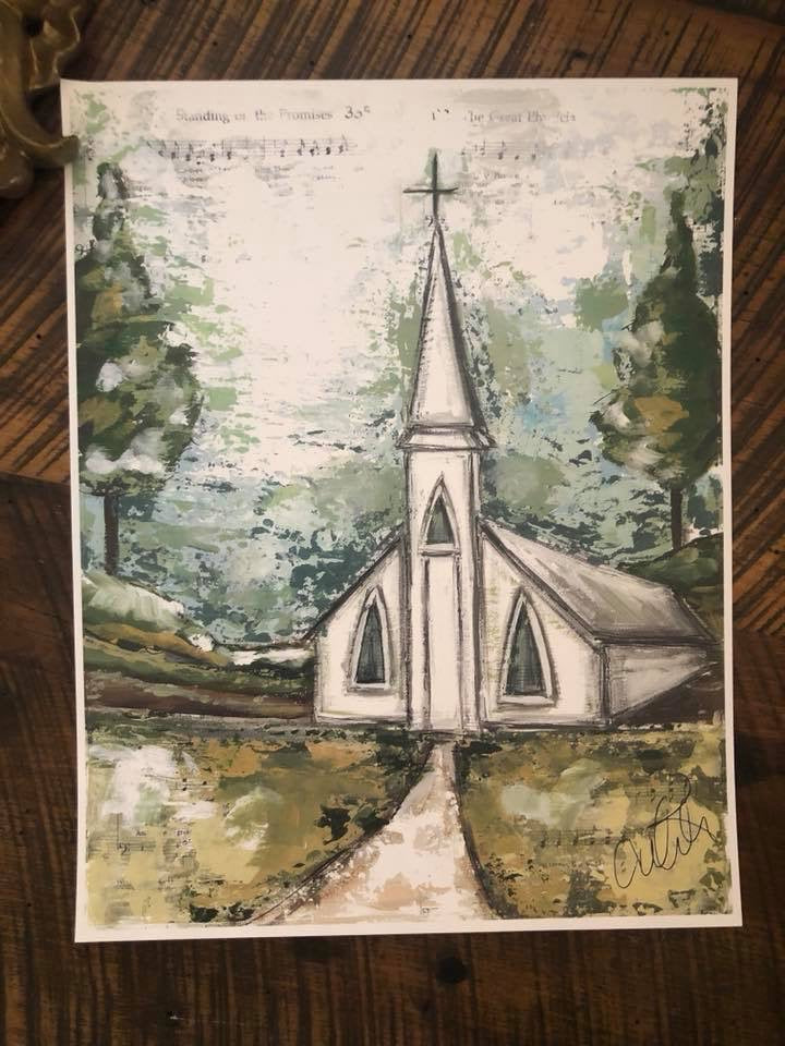 Stained-Glass Church Paper Print