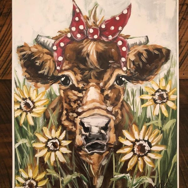 Sunflower Cow 8x10 Paper Print