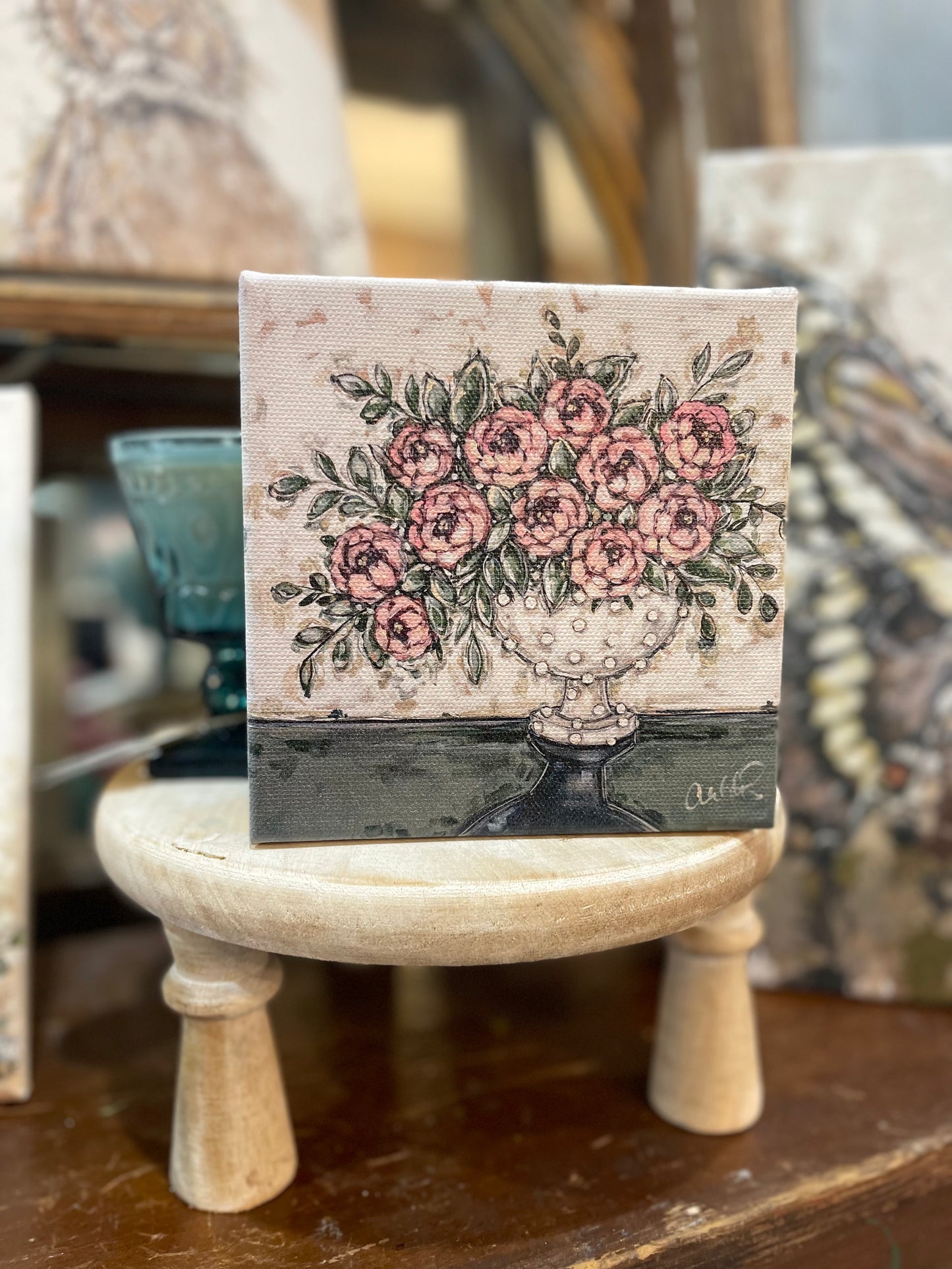 Floral in Hobnail 6x6 Print