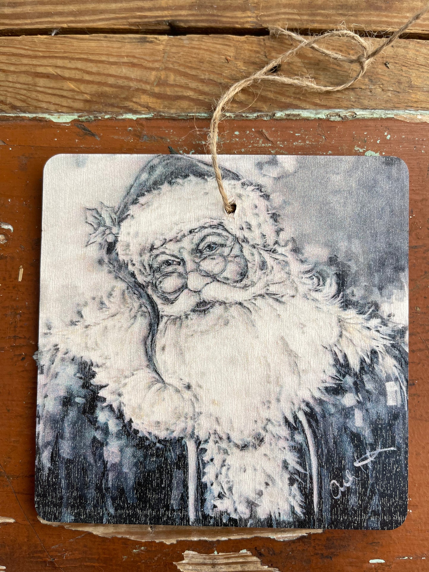 Black & White Santa Ornament