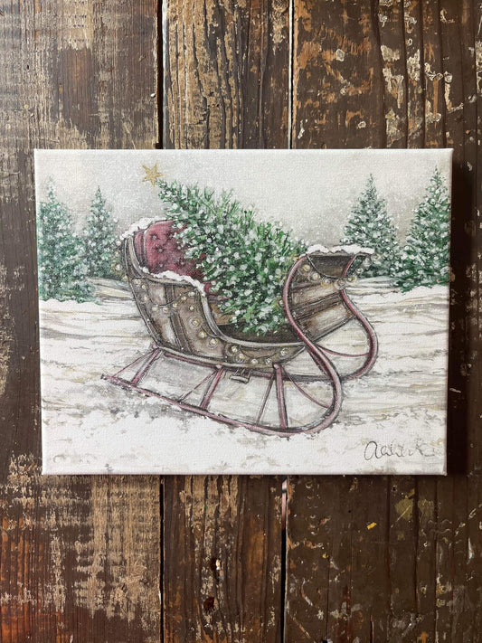 Christmas Tree Sleigh 8x10