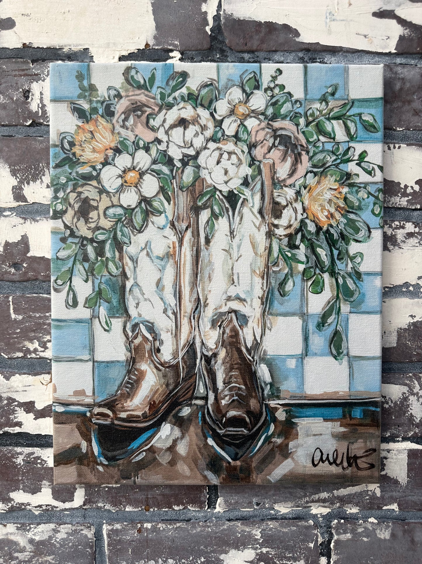 Checkered Boots 11x14