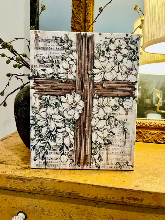 Magnolia Cross Canvas Print
