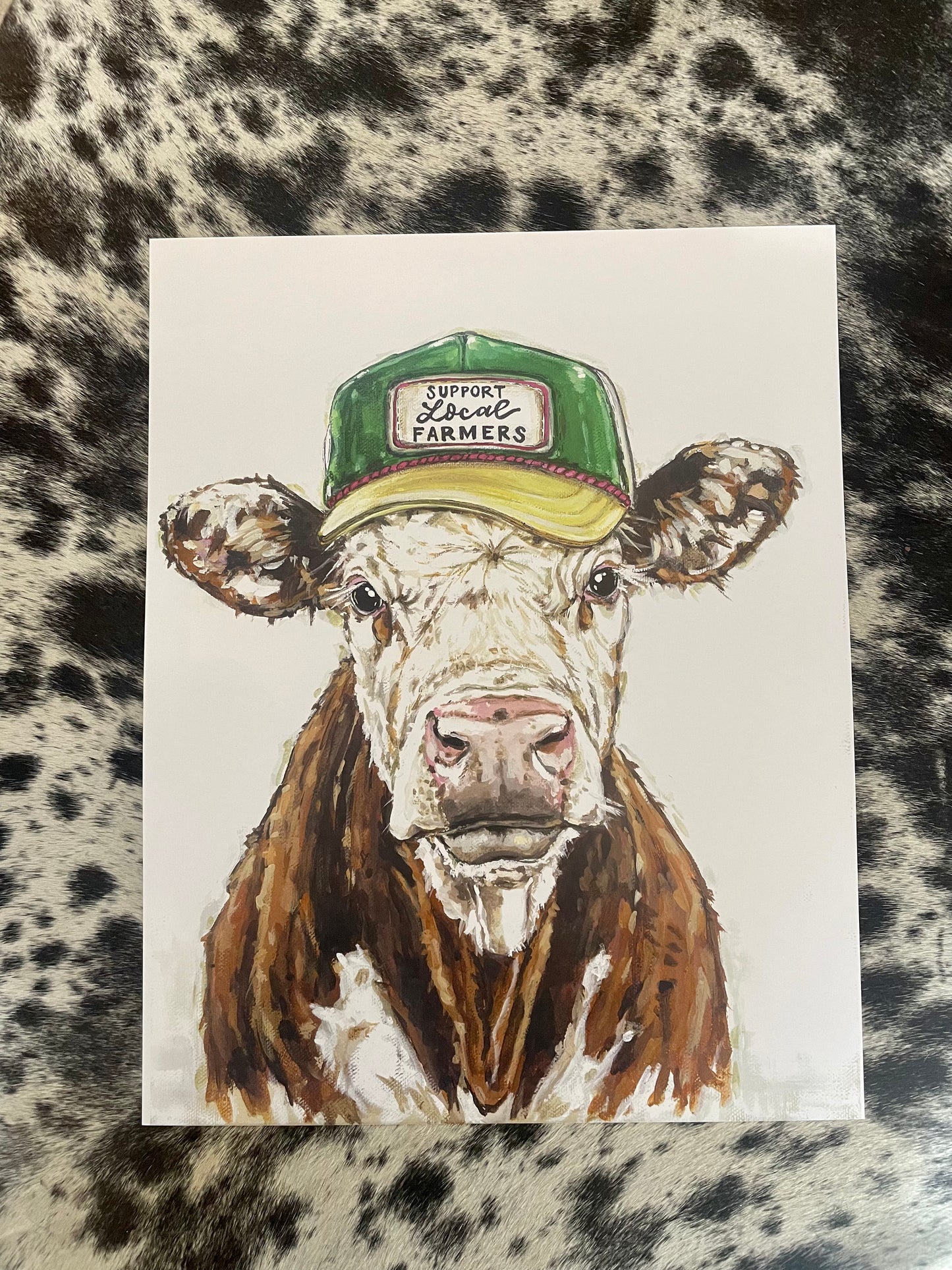 Hereford in a Hat 11x14 Paper Print