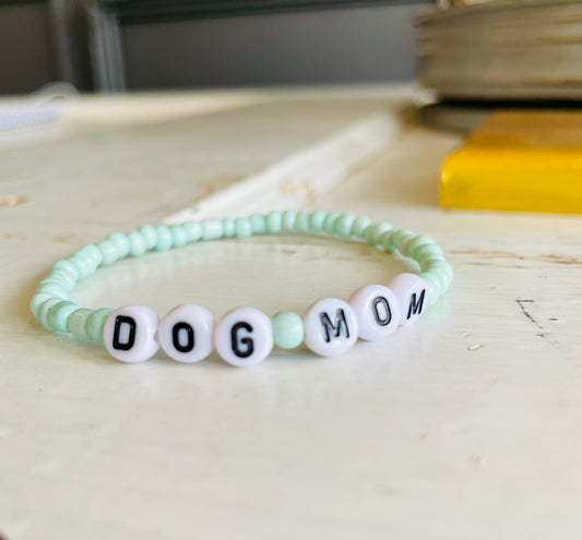 “DOG MOM” Mint Green Bracelet