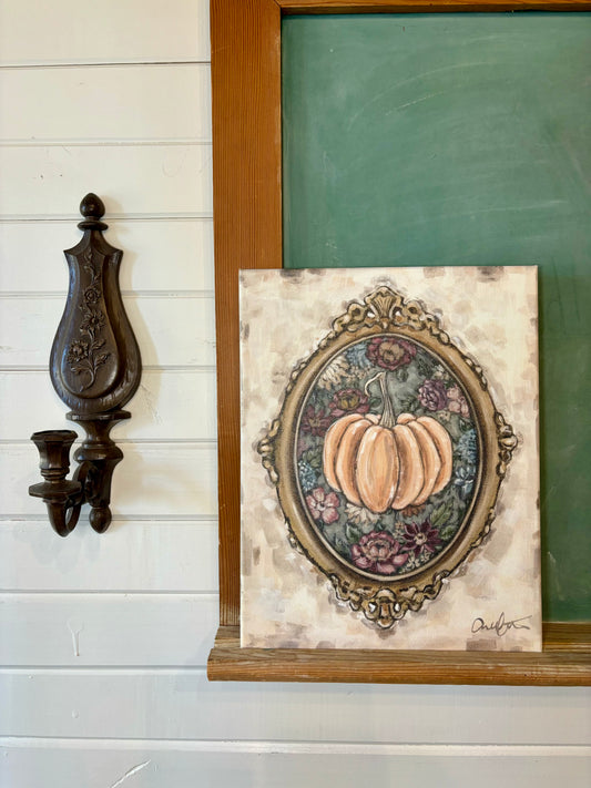Framed Pumpkin with Tapestry Canvas Print