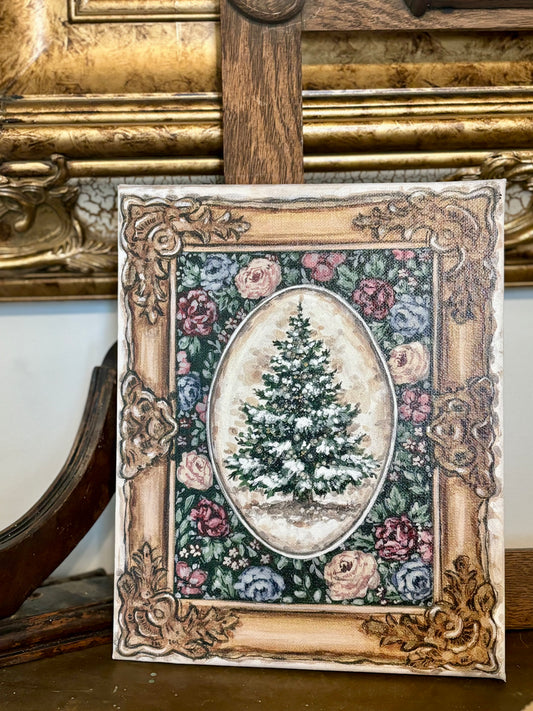 Framed Tree with Tapestry Canvas Print