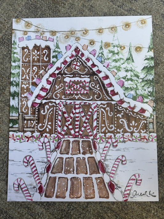 Gingerbread Barn Paper Print 11x14