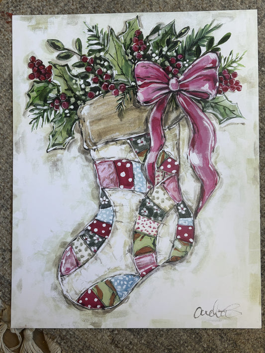 Quilt Stocking Paper Print 11x14