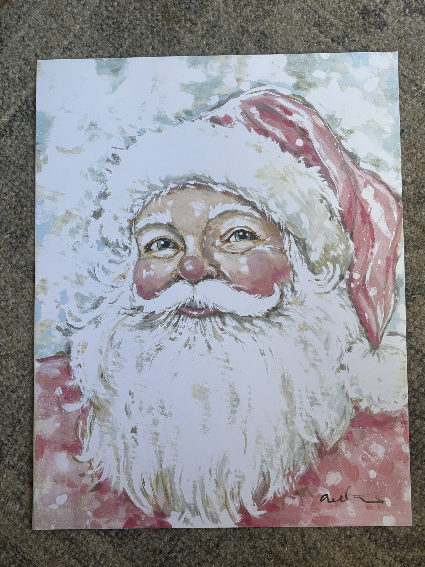 Pink Santa Paper Print 8x10