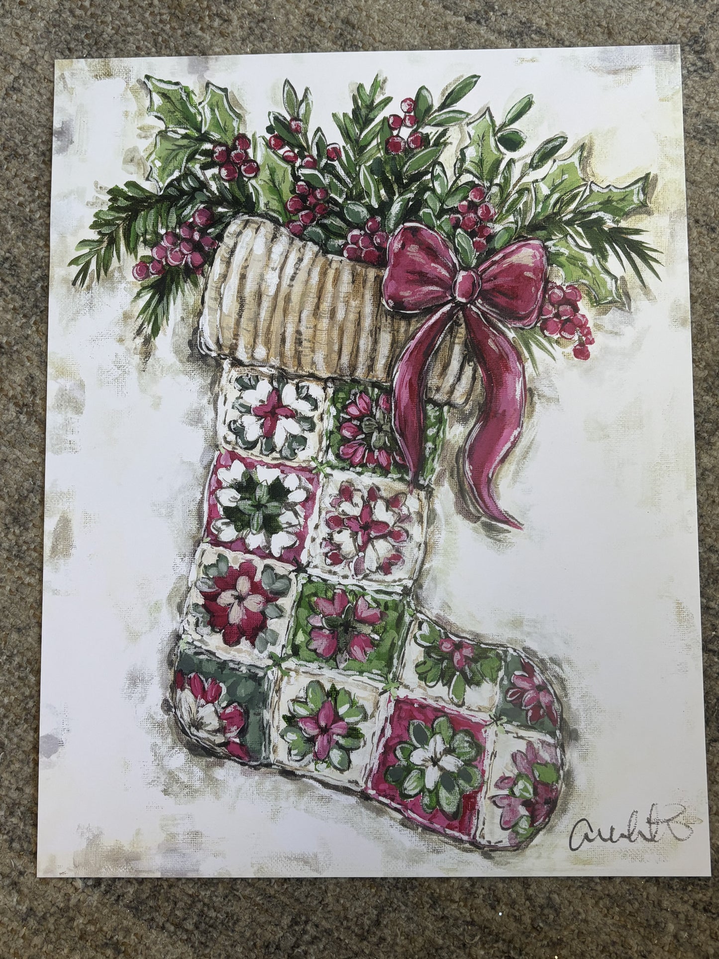 Crochet Stocking Paper Print 11x14