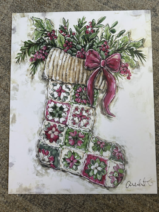 Crochet Stocking Paper Print 11x14