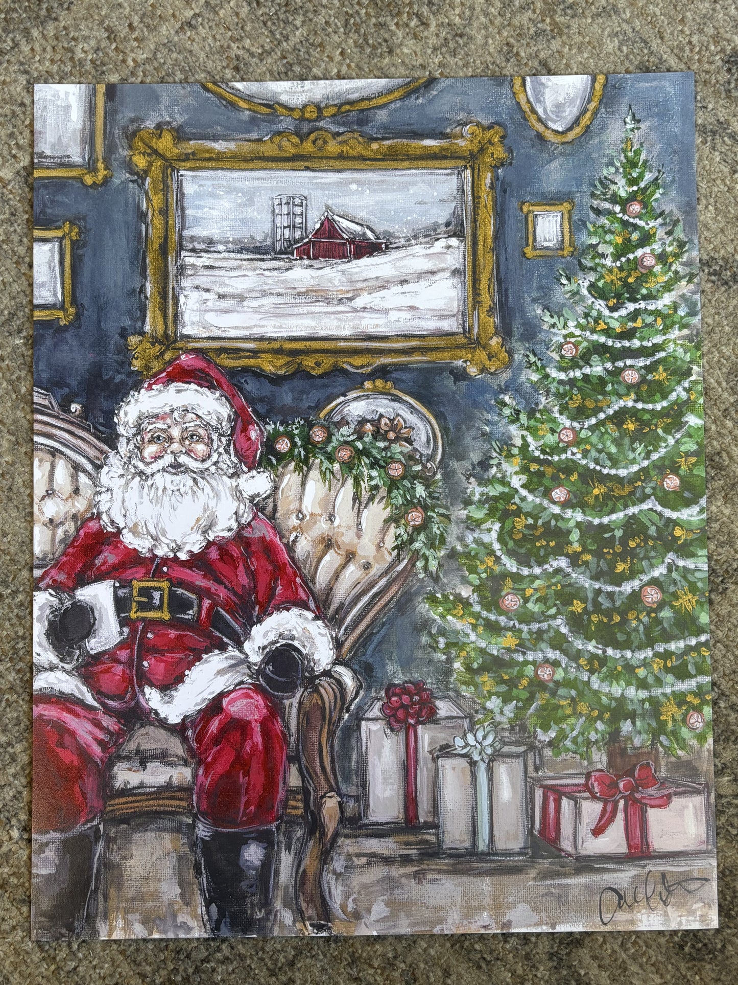 Vintage Santa Paper Print 11x14