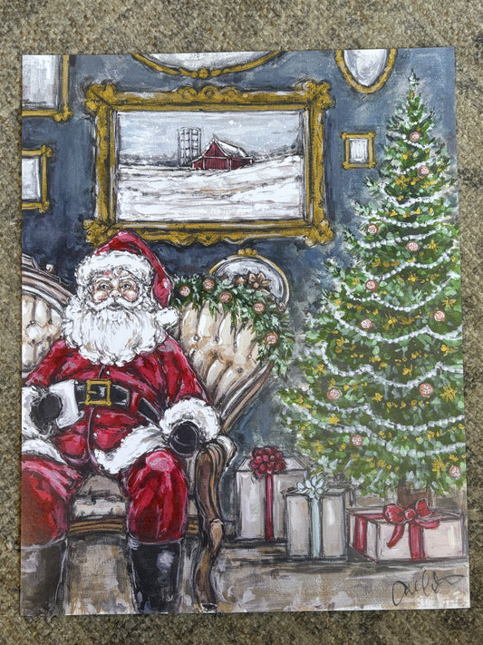 Vintage Santa Paper Print 11x14