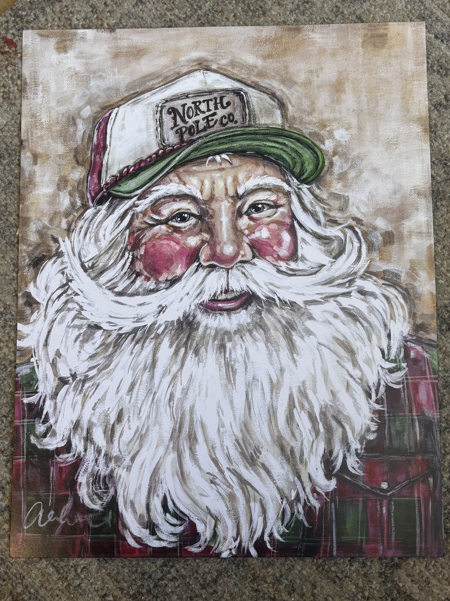 Trucker Hat Santa Paper Print 11x14