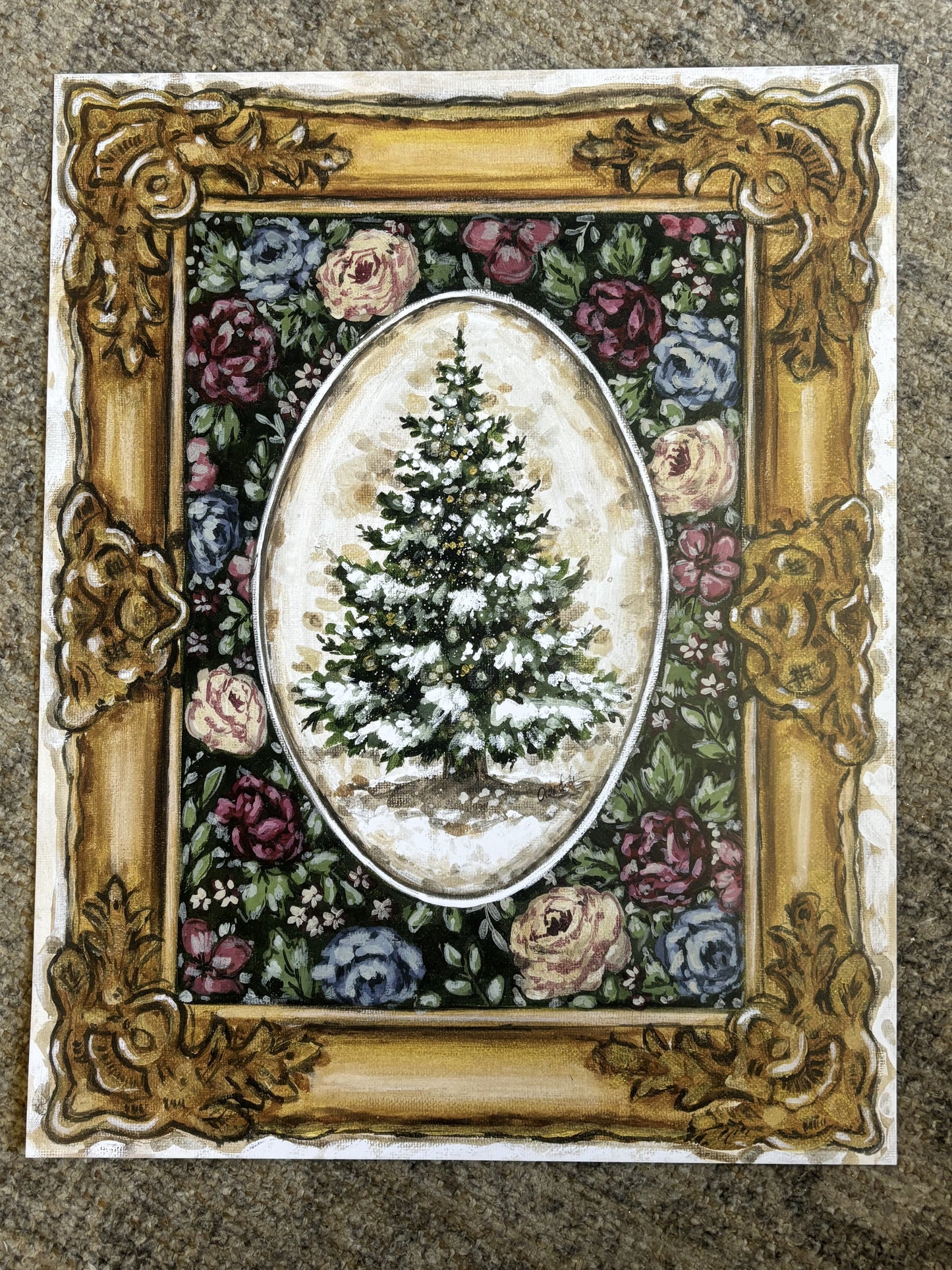 Framed Tree and Tapestry Paper Print 8x10