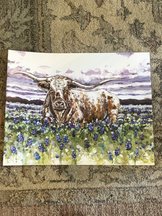 Blue Bonnets Paper Print 8x10