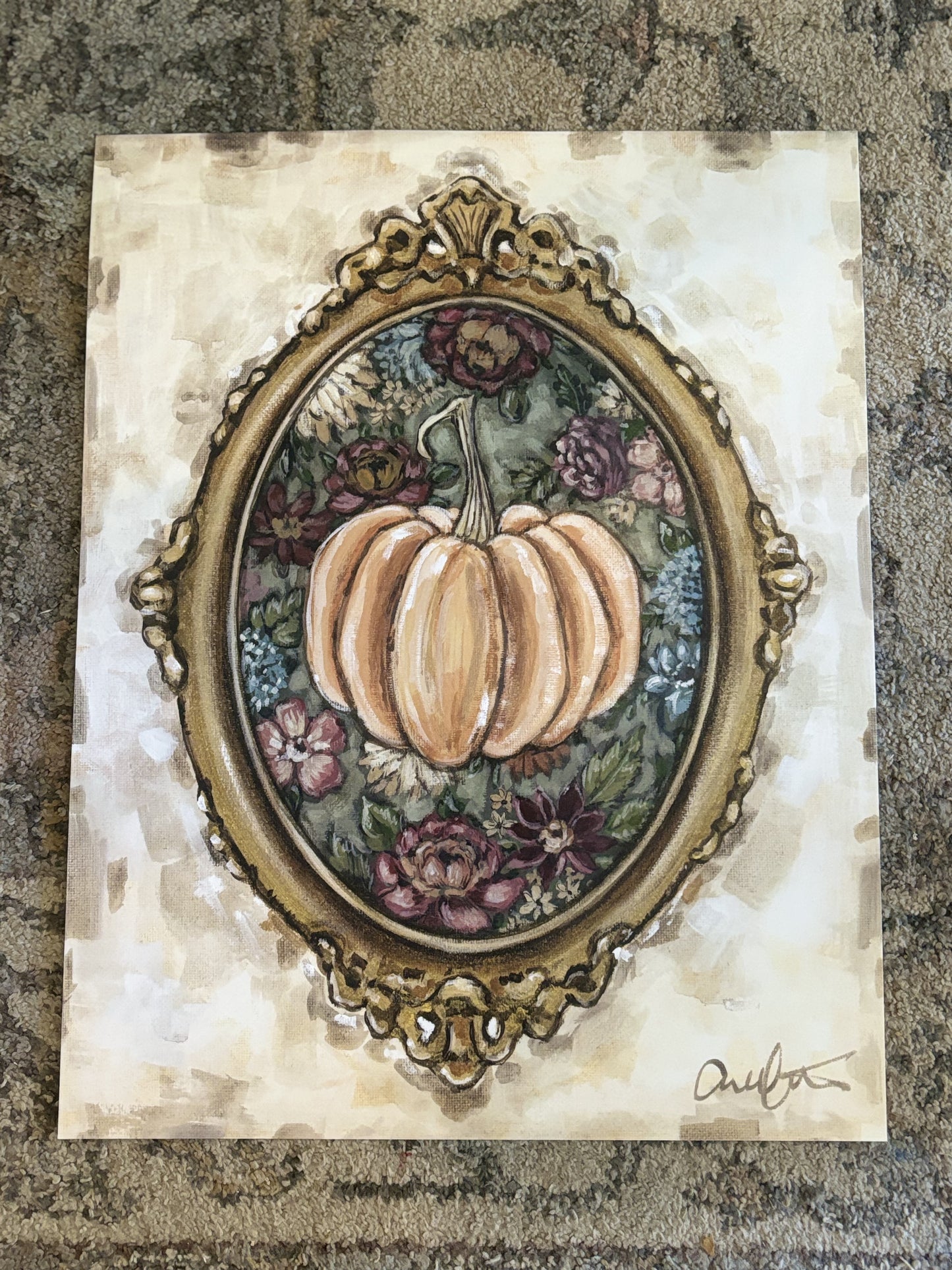 Framed Pumpkin Paper Print 8x10