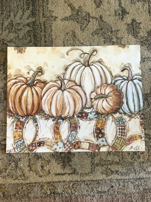 Pumpkin Picnic Paper Print 8x10