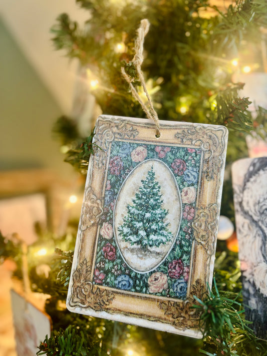Framed Christmas Tree in Tapestry Ornament