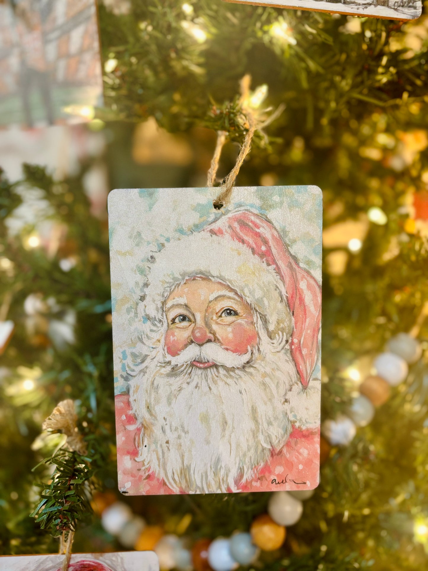 Pink Santa Ornament