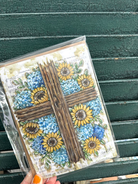 Hydrangea and Sunflower Cross Cards