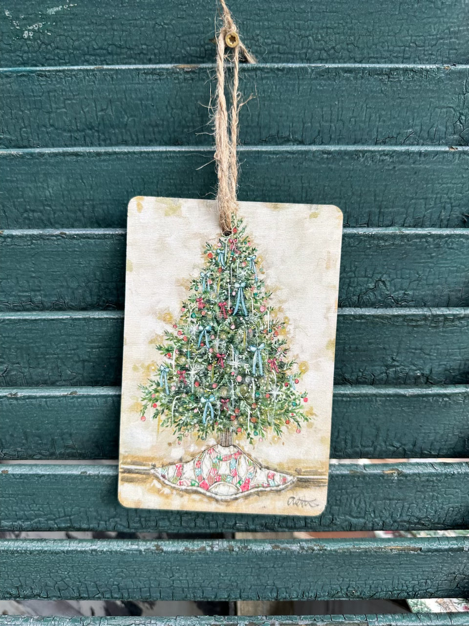 Colorful Tree and Quilt Ornament