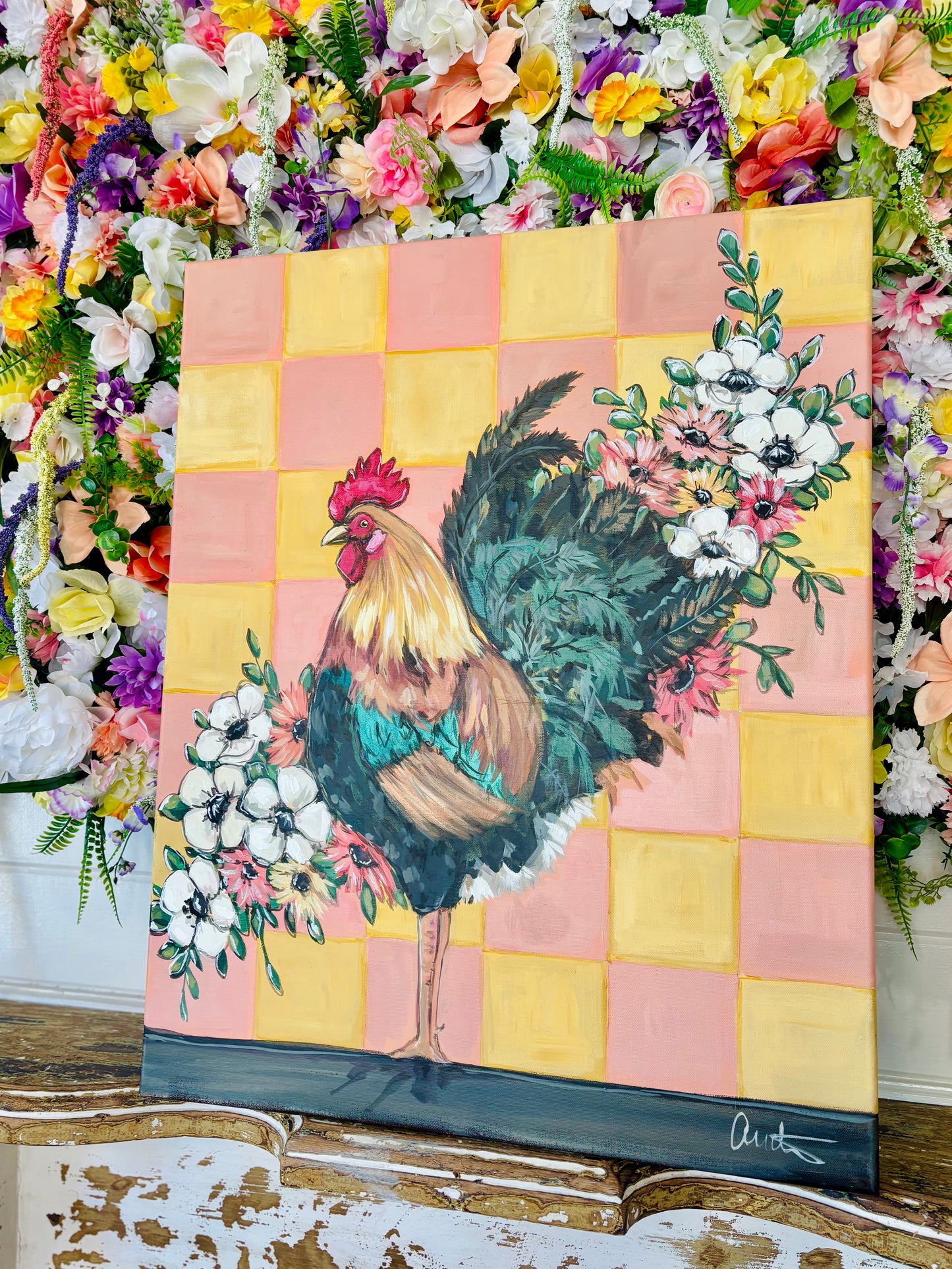 Original Rooster on Checkered