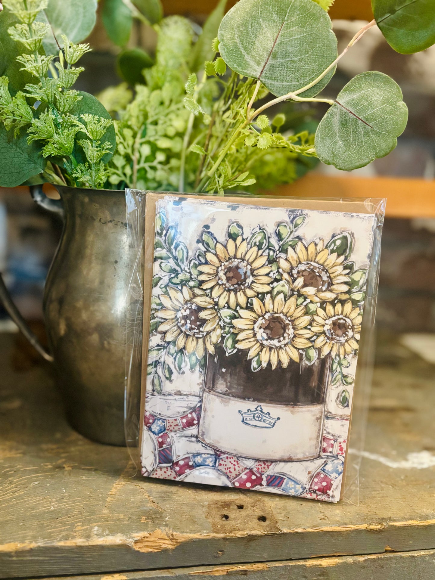 Sunflowers on Patriotic Quilt Cards