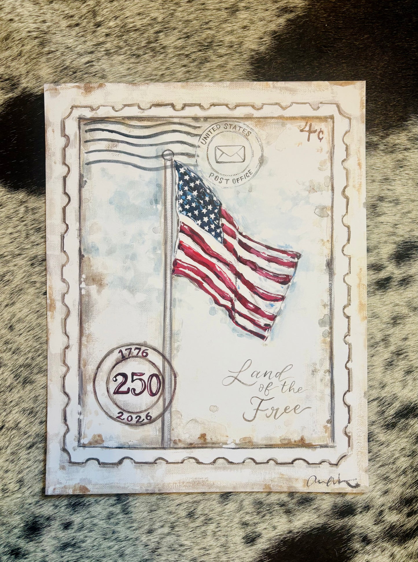 Patriotic Stamp Paper Print