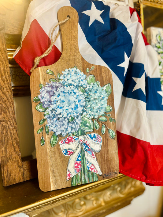 Original Patriotic Hydrangea and Quilt Bow Board