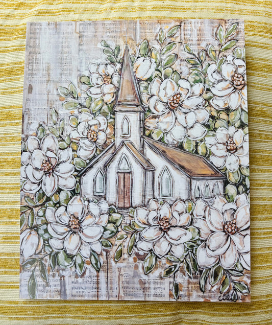 Magnolia Church Paper Print